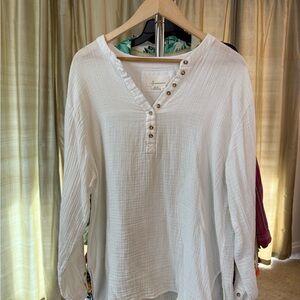 Anthropologie Gauzy XL White Tunic Women's Top